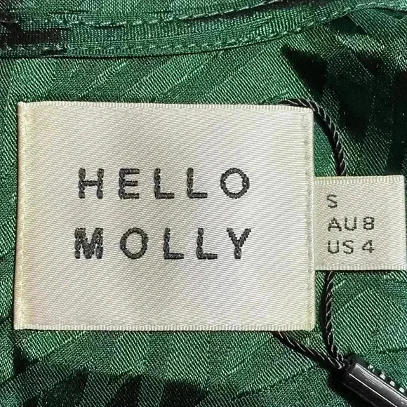 Hello Molly Heart Eyes Mini Dress S (4) Emerald Deep V-Neck Cinched Bodice NWT - Picture 12 of 15